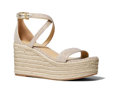 michael kors leather braided espadrille wedges|Michael Kors wedge sandals women.